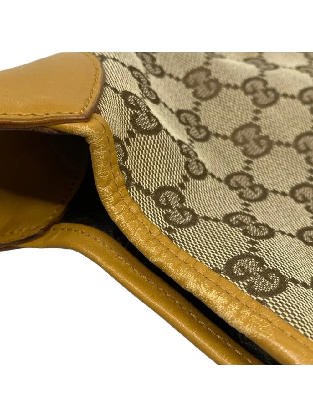 Gucci Shoulder Bag Dark Brown Beige Red Leather - Picture 12 of 15